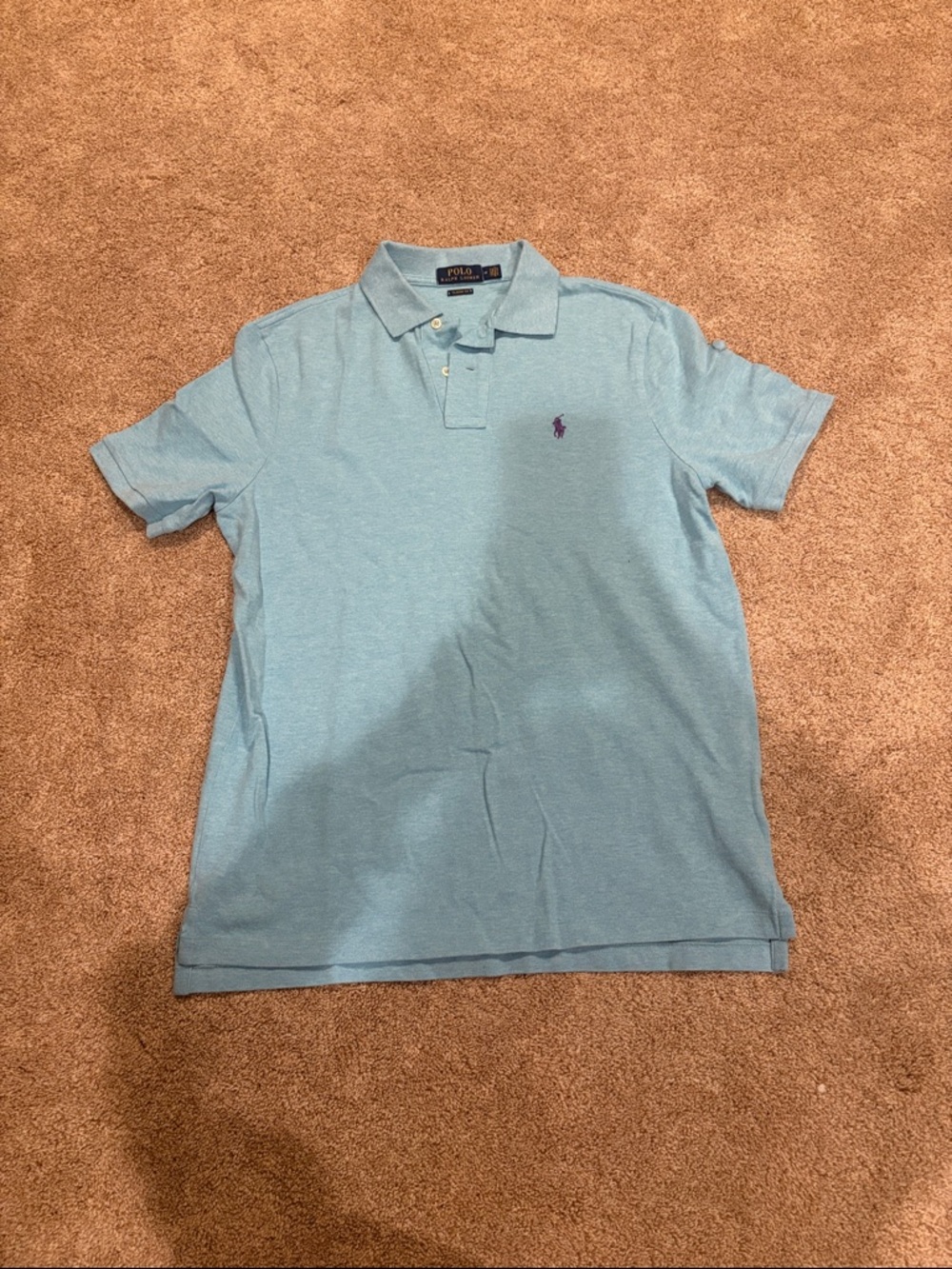 Polo by Ralph Lauren Men's Sky Blue Pique Polo with Embroidered Pony